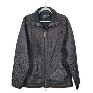 Vintage Polo Ralph Lauren Jacket 90s Brown Quilted Two Way Zip Mens Large